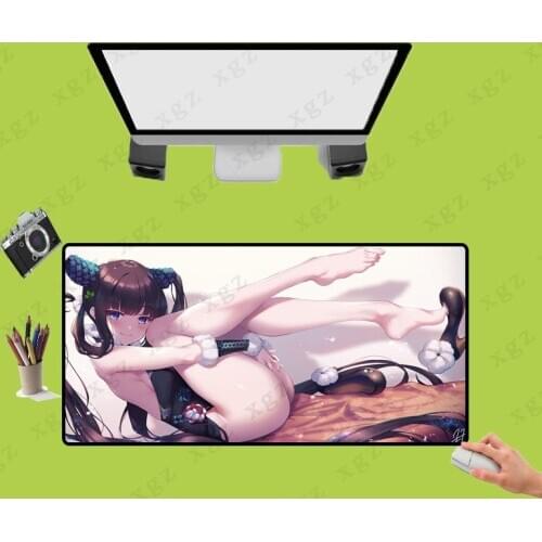 XGZ Sexy Lovely Anime Girl Large Lock Edge Mouse Pad Gamer Notebook Computer Rubber Non-slip Mousepad Office Desk Mat XXL