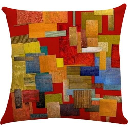 Colorful Pillow Case Linen Geometric Printed Pillow Case 45x45cm Decorative Cushion Cover Sofa Ins Style Pillowcase Home Decor