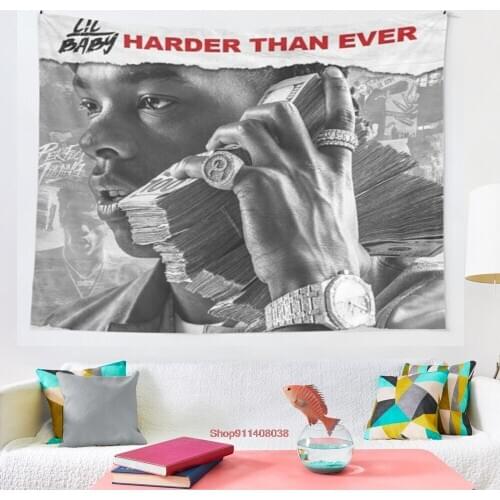 Lil Baby Harder Than Ever tapestry Wall Hanging Beach Towel Throw Blanket Picnic Yoga Mat Tapestries Home Decoration