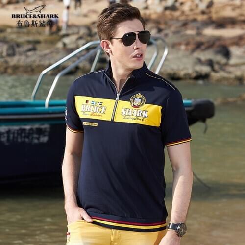 2020 summer new mens Polo Bruce&shark trend mens loose short sleeve men Polo Tops Stretching soften cotton plus size 4xl