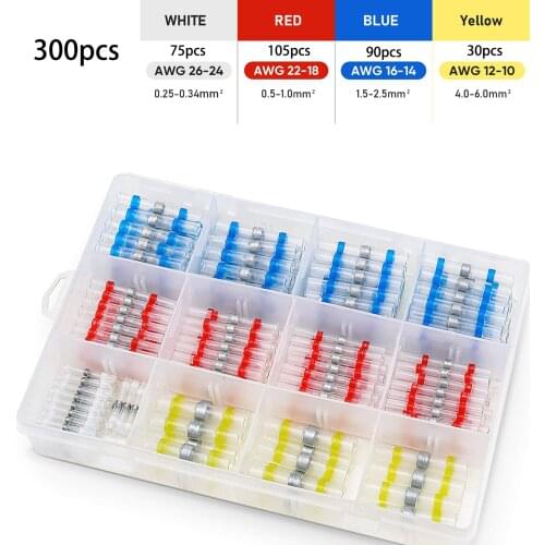 100/120/250PCS Mixed Heat Shrink Connect Terminals Waterproof Solder Sleeve Tube Electrical Wire Insulated Butt Connectors Kit