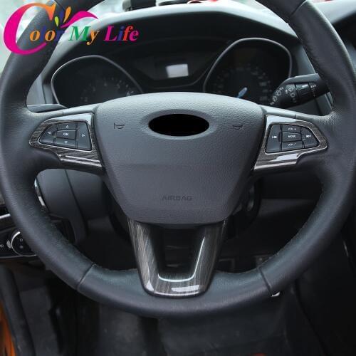 Color My Life Car 3Pcs/Set Interior Steering Wheel Protection Trim Sticker for Ford C-Max CMAX C Max 2015 2016 Parts Accessories