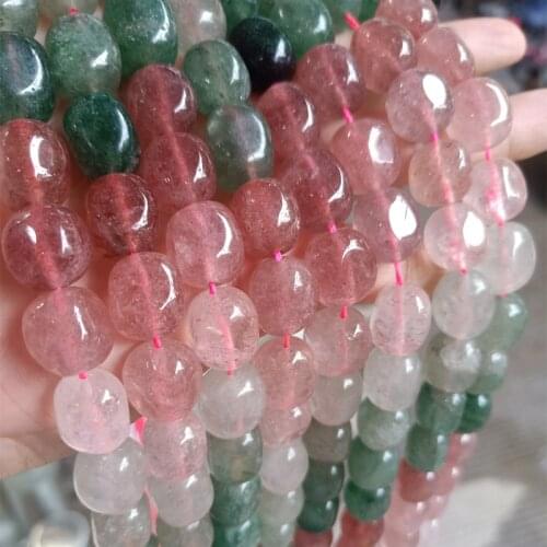 Genuine Natural Red/Green Strawberry Quartz Stone Beads For Jewelry Making About 12x16mm Loose Strawberry Quartz Beads DIY 15