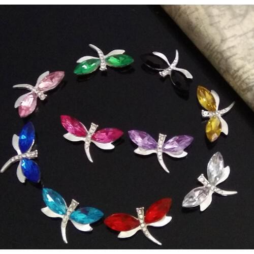 2015New 100Pcs Dragonfly Acryl Rhinestone Buttons Embellishment button DIY accessories ZJ128