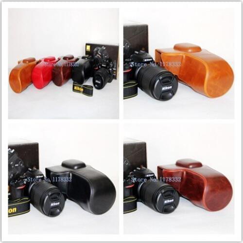 New product Leather Hard Camera Case Bag Cover for Nikon D5500 18-105mm 18-135mm Lens