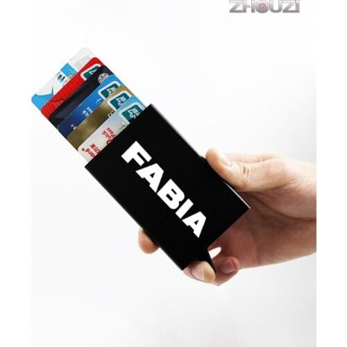 Anti-theft ID Credit Card Holder Men Women Porte Carte Thin Aluminium Wallets For Skoda Fabia 1 2 3 MK1 MK2 MK3 NJ3 NJ5