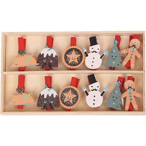 Christmas Wooden Clips Collage Pictures Clips for Instax Photos, Polaroid, Artwork, Greeting Cards Coffee Shop Home Decoration