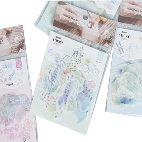 40pcs/pack Text Series Sticker Student Stationery Gift Diary Album Account Decoration Fashion Quotations Stickers Seal Label