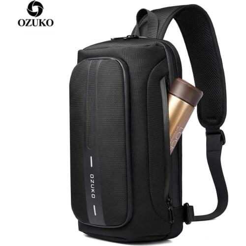 OZUKO Crossbody Messenger Bag USB Charging Multifunction Men Chest Bag Anti-theft Male Sling Bags Waterproof Outdoor Chest Pack