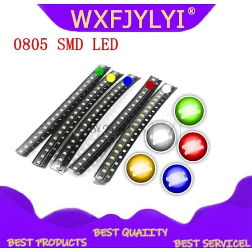100pcs=5colors x 20pcs 0805 SMD LED diodes light yellow red green blue White Hot sale