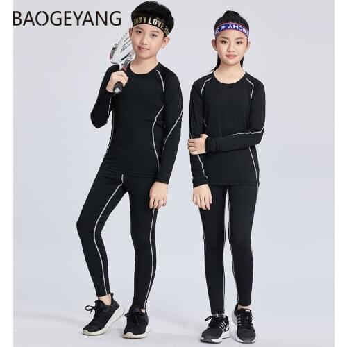 2021 New Autumn And Winter Badminton Kids Thermal Underwear Set Boys Girls Sports Quick-Drying Childrens Tracksuit Two Piece