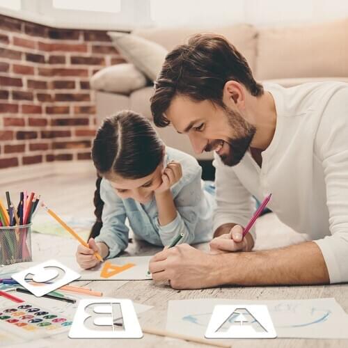 Letter Number Stencils for Painting on Wood Reusable Plastic Art Letter Stencils Kit DIY Letter Hollow Wall Painting Decoration