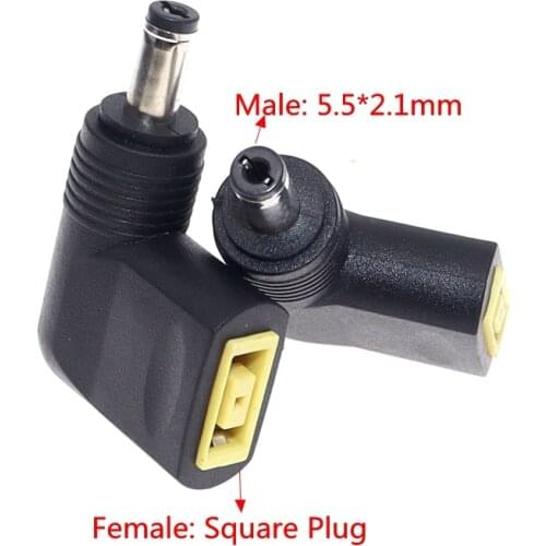 Angle Laptop DC Adapter Square Female to 5.5*2.1mm Male Power Jack Plug Connector Converter Connector For Lenovo Toshiba