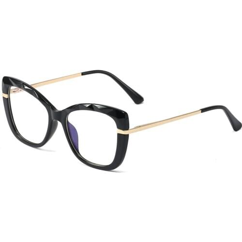 Veshion Cat Eye Glasses Frame Women Fashion Tr90 Blue Light Blocking Glasses Optical Clear Lens Half Metal Female Accessories