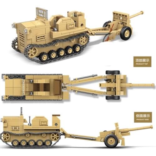 Military series World War II Japanese Type 98 Artillery Tractor soldier DIY Model Building Blocks Toys Gifts