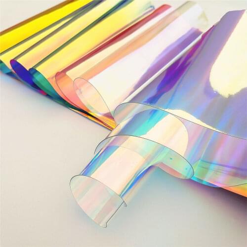Candy Iridescent Holographic Clear PVC Fabric Leatherette Laser Rainbow Film Vinyl Craft Bag Earring DIY Hair Bows Accessories