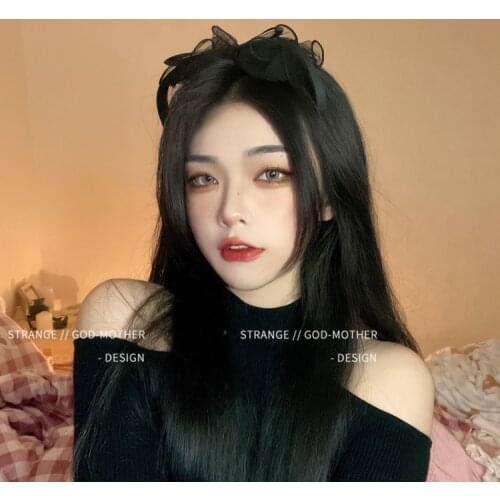 Black gauze hairpin female ribbon bow ponytail hair ornament retro sen-tie super fairy clip back head clip headdress