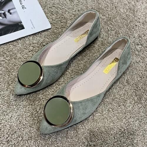 2020 Women Flats Comfortable Shallow Slip on Women Single Shoes Pointed Women Single Shoes Version of Wild Black Suede U19-27