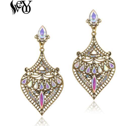 VEYO Vintage Crystal Earrings Classic High Quality Rhinestone Drop Earrings For Woman brincos