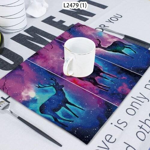 Animal Pattern Forest Deer Flower Printed Napkin Cloth Home Decoration Table Mat Cloth Tea Towel Coaster 42*32 Servilletas Tela