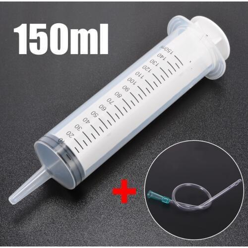 1 Set 150ml Clear Large Syringe Plastic Large Disposable Syringe Feeding Inlet Pump Oil & 1m Soft Tube For Injectors Ink