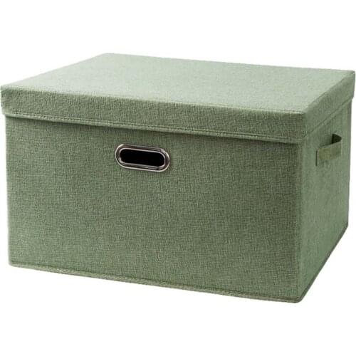 1Pcs Washable Cotton Linen Fabric Folding CD Storage Box Foldable Organizer With Lid Storage Basket