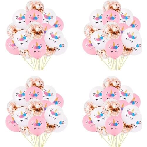 12pcs/lot 12 Inch Unicorn Balloon Rose Gold Confetti Balloon Baby Birthday Wedding Party Decoration Latex Supplies hot selling