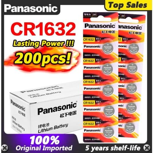 200PCS/lot PANASONIC Original CR1632 Button Cell Battery 3V Lithium Batteries CR 1632 for Watch Toys Computer Calculator Control