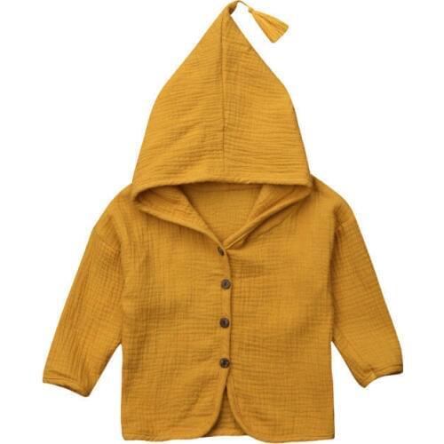 2019 1-6Y Fashion Toddler Kids Baby Boy Girl Cotton Linen Cardigan Hooded Tops Outerwear Coat