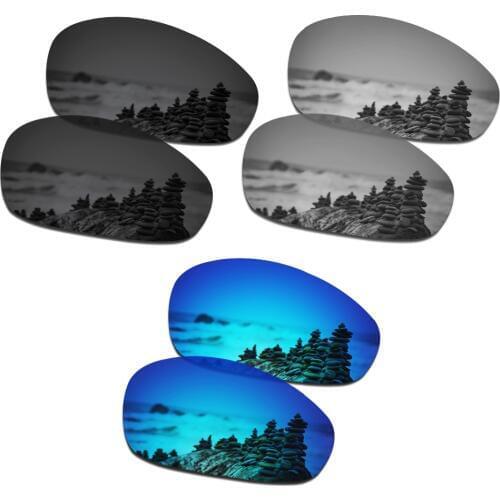SmartVLT 3 Pairs Polarized Sunglasses Replacement Lenses for Oakley Juliet Stealth Black and Silver Titanium and Ice Blue