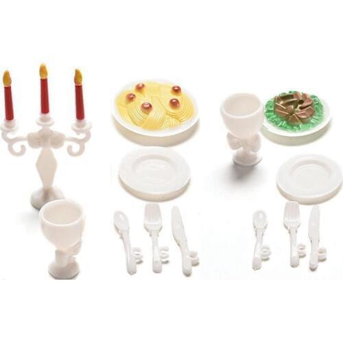 NK 13 Pcs/set Doll Accessories Candlelight Dinner for Barbie Doll Tableware Candle Wineglass Mini Simulation tableware Kitchen