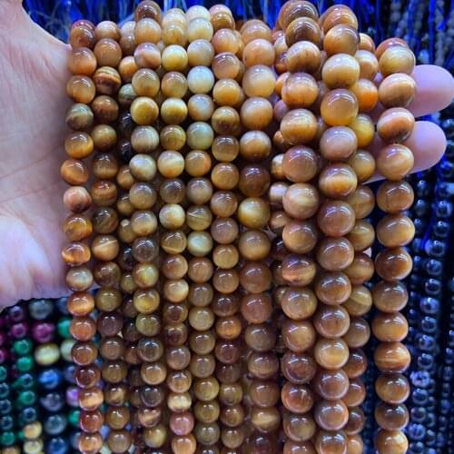 6-10mm Round Orange Tiger Eye Stone Beads Natural Gem Stone Beads For Jewelry Making Beads Bracelets 15'' DIY Beads Trinket