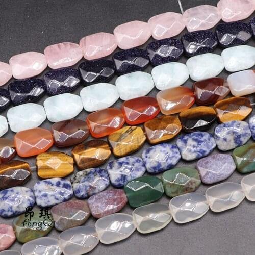 12x16mm Natural Stone Faceted Trapezium Shape Loose Beads For Jewelry Making Charm Bracelet Necklace 15'' Strand Square Beads