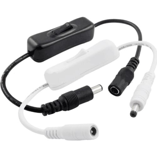 DC 12V Female Male Power Cable 5.5x2.1mm Inline 304 Switch 5V 12V 24V For LED Strip Light Lamp 100% Brand New And High Quality