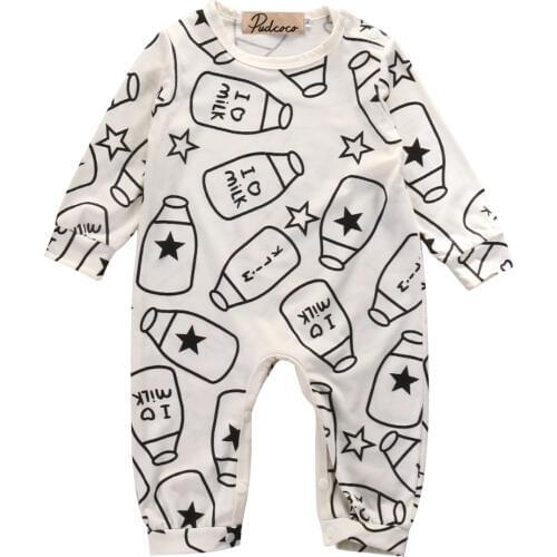 Citgeett Top Baby Kids Boy Girl Infant Long Sleeve Romper Milk bottle Jumpsuit Cotton Clothes Outfit Autumn Set