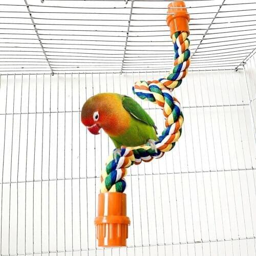 40/55/80cm Pet Bird Stand Cotton Rope Bar Hanging Cage Climbing Chew Toy Cage Decor Flexible rope perch Brightly color rope