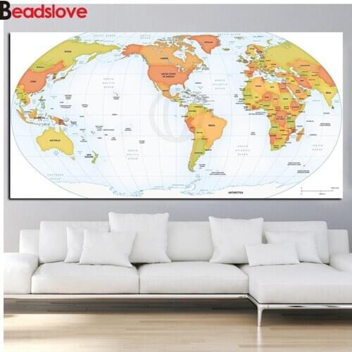 5D round DIY Diamond Embroidery Modern Globe World Map Full Drill Square Diamond Painting Rhinestone Pictures Office Decor