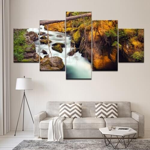 Canvas Painting beautiful amazing waterfall in forest landscape Wall Art Painting Modular Wallpapers Poster Print Home Decor
