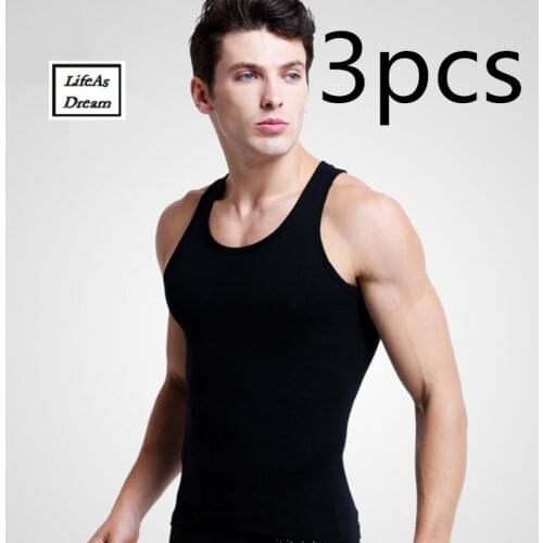 3Pcs Men Fitness Tank Top Casual Sports Sleeveless Shirt Male Vest Fashion Bodybuilding Man Gym Workout Clothing Pure Singlet