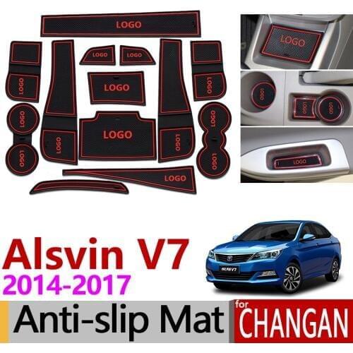 For Changan Alsvin V7 2014 2015 2016 2017 Anti-Slip Rubber Cup Cushion Door Groove Mat Interior Accessories Stickers Car Styling