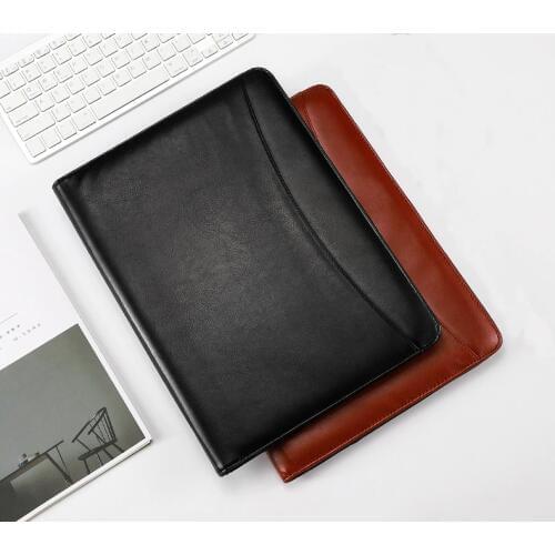 A4 File Folder Padfolio Multifunction Organizer Writing Pad Notepad PU Leather Document bag With Calculator Office Supplies 1320