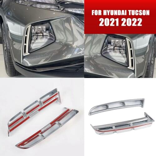 For Hyundai Tucson 2021 2022 NX4 chrome Headlight Front Fog Light Cover Trim 2PC