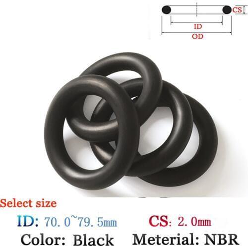 CS 2.0mm ID70.0-79.5mm Plastic O-Ring NBR Gasket FluoroRubber oil and waterproof seal gasket Silicone black Ring Seal Film