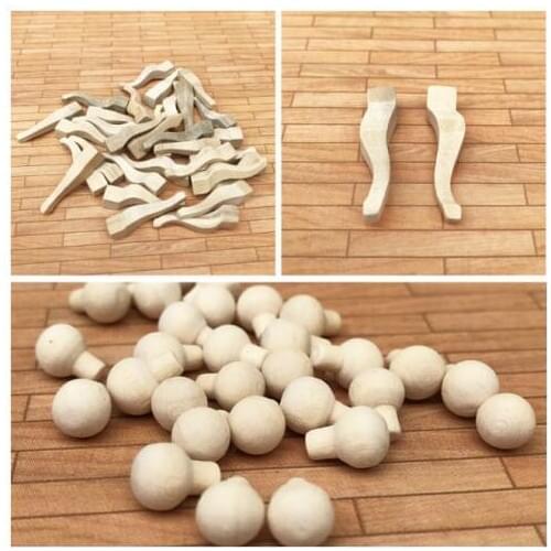 G08-X104 children baby gift Toy 1:12 Dollhouse mini Furniture Miniature rement wooden table curved legs 2pcs/set