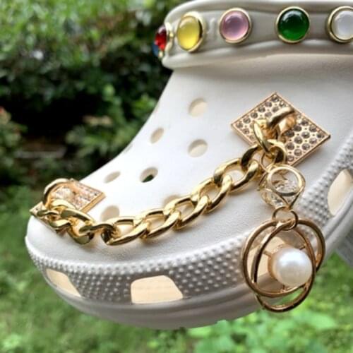 1pcs Luxury Croc Charms New Designer Chain Shoe Charms for Croc JIBZ Accessories Decoration for Croc Charms Clog Shoes Fashion