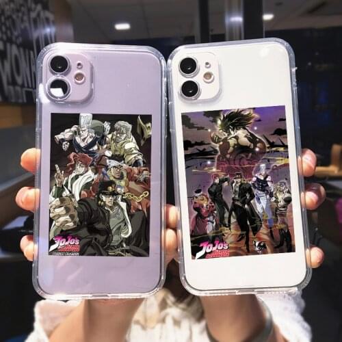 JoJos Bizarre Adventure Transparent Phone Case For iPhone 11 Pro MAX 12 XR X XS SE 20 7 8 6Plus Japan Anime Soft TPU Cover Coque