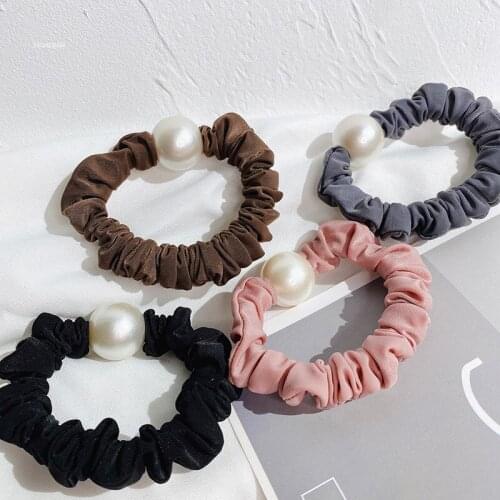 Korean Elastic Hair Band Simplicity Solid Color Pearl Women Hair Rubber Bands High Elasticity Hair Ties Girls Hair Accessories