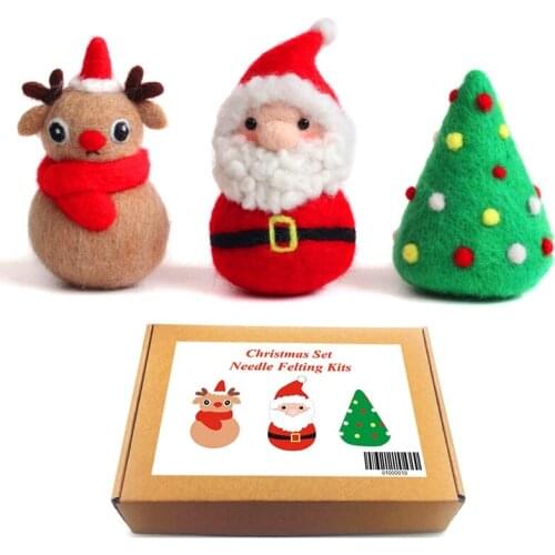 Christmas Needle Felting Kit for Beginners Gift Package Christmas Felting Wool Set Christmas Gift Craft Kits English Manual