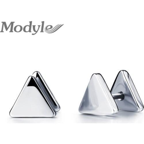 Modyle New Brand 2021 Trendy Fashion Punk Man-Made White Black Geometric Simple Marble Stone Triangle Stud Earrings for Women