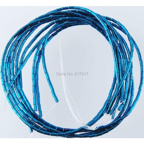 Blue Ray Hematite Non Magnetic Column Loose Beads Spacer 2x4mm For Jewelry Making 1 Strand TL3000